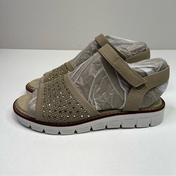 Easy Spirit Women's Jaela Embellished eFlex Flat sandals beige gold - 8.5 - Picture 3 of 12